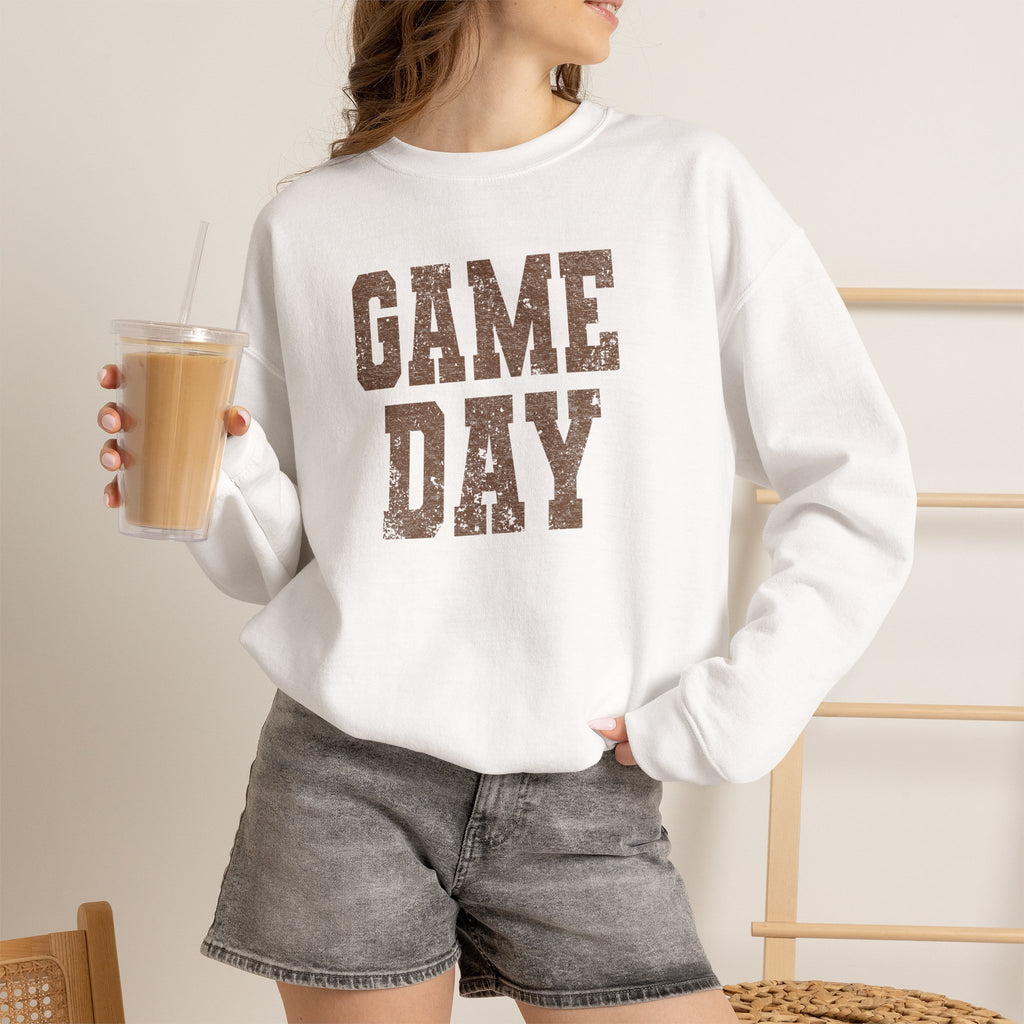 Game Day Crewneck Sweatshirt — Distressed Sports Fan Pullover