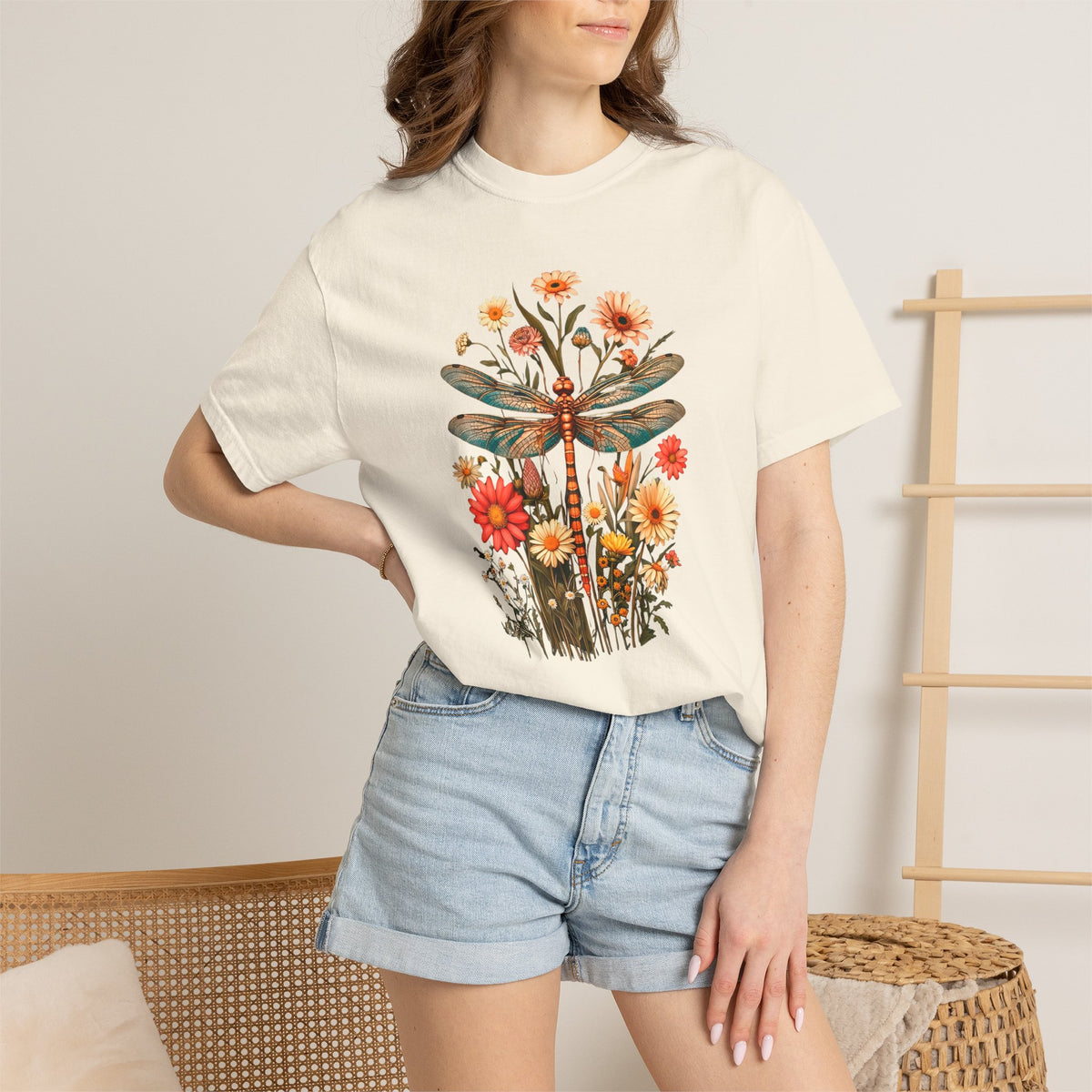 Dragonfly & Wildflower Vintage Floral Nature Tee