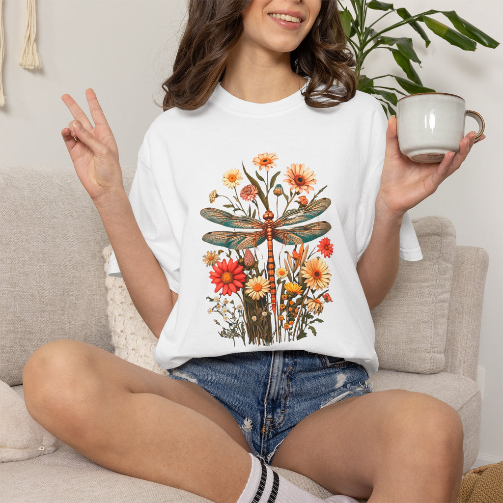 Dragonfly & Wildflower Vintage Floral Nature Tee