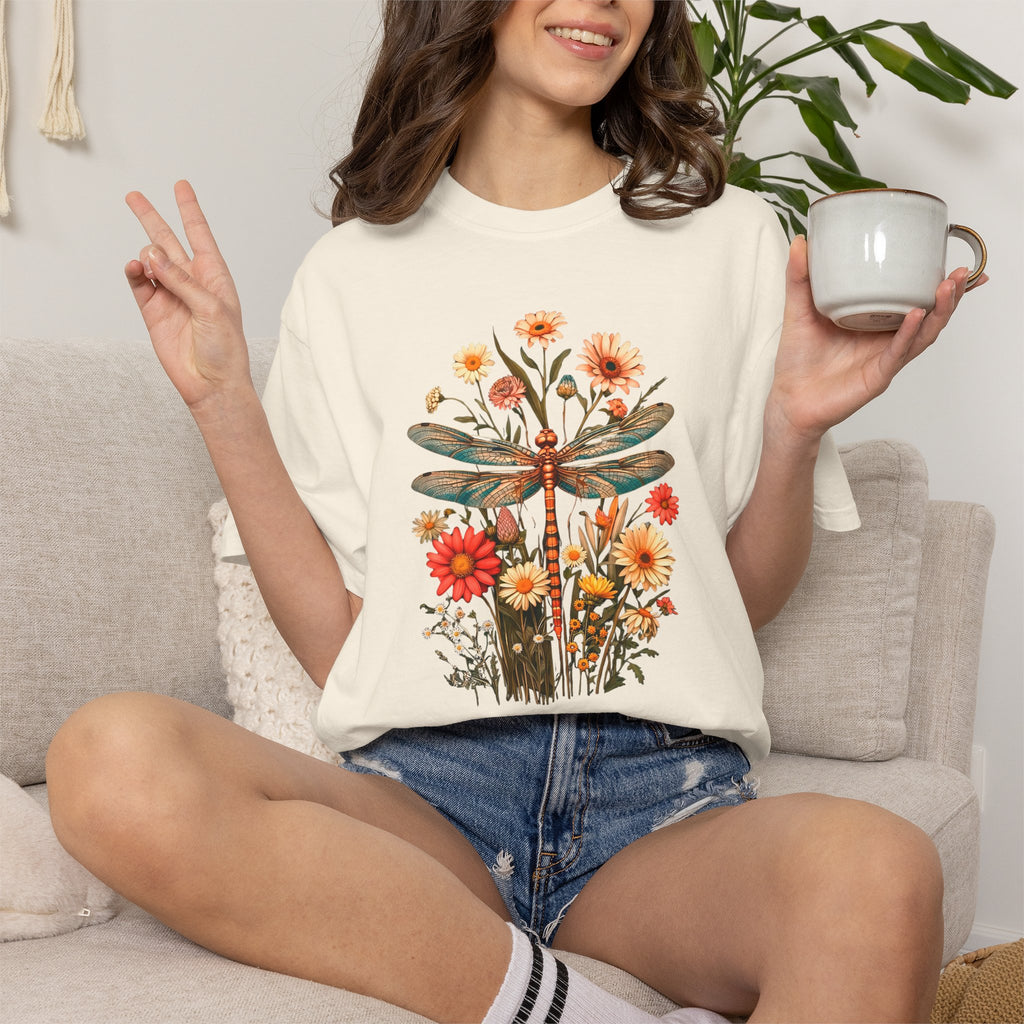 Dragonfly & Wildflower Vintage Floral Nature Tee