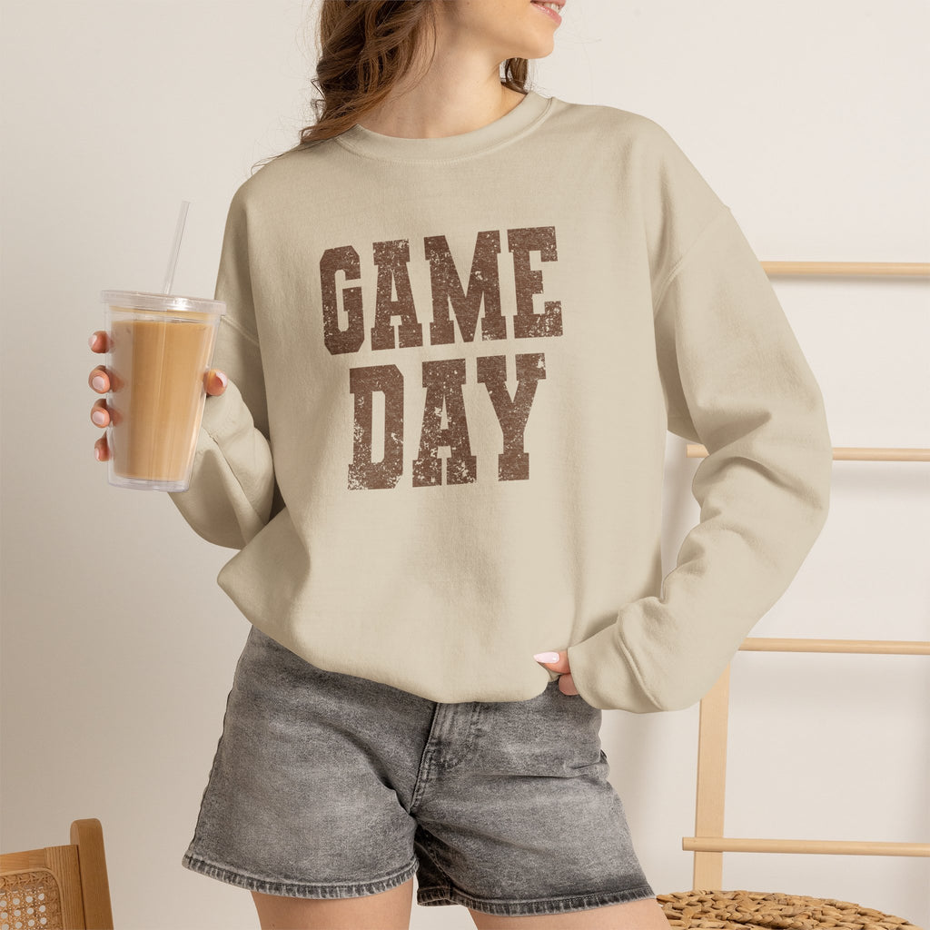 Game Day Crewneck Sweatshirt — Distressed Sports Fan Pullover