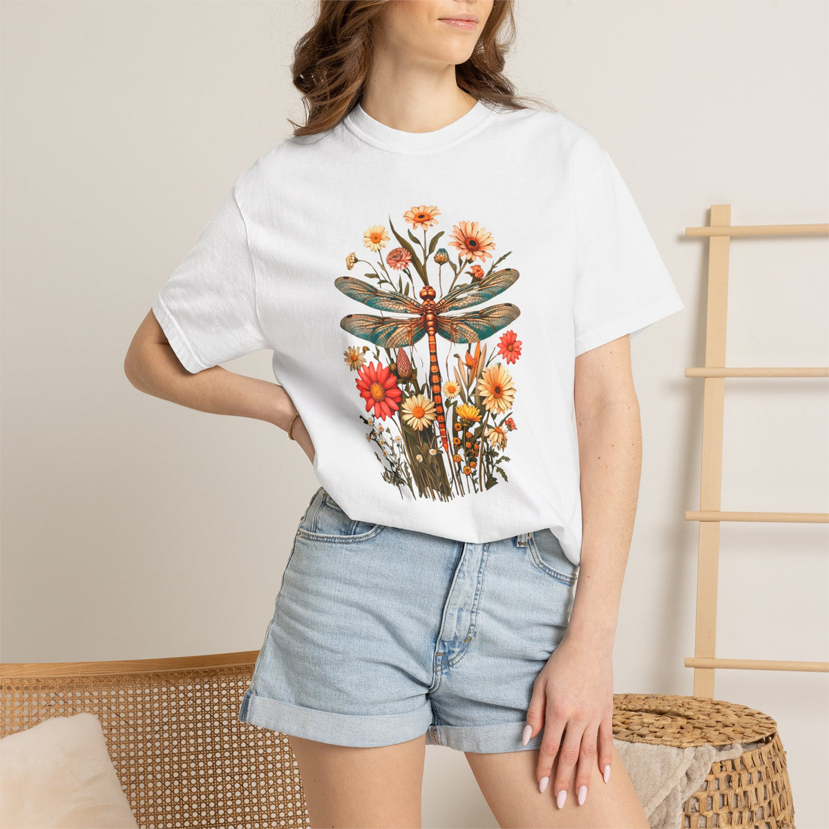 Dragonfly & Wildflower Vintage Floral Nature Tee