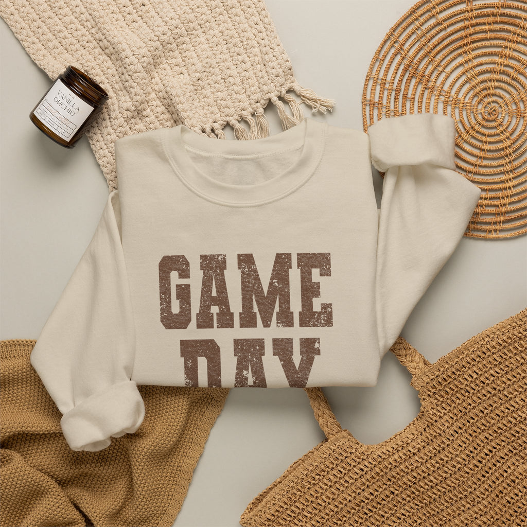 Game Day Crewneck Sweatshirt — Distressed Sports Fan Pullover