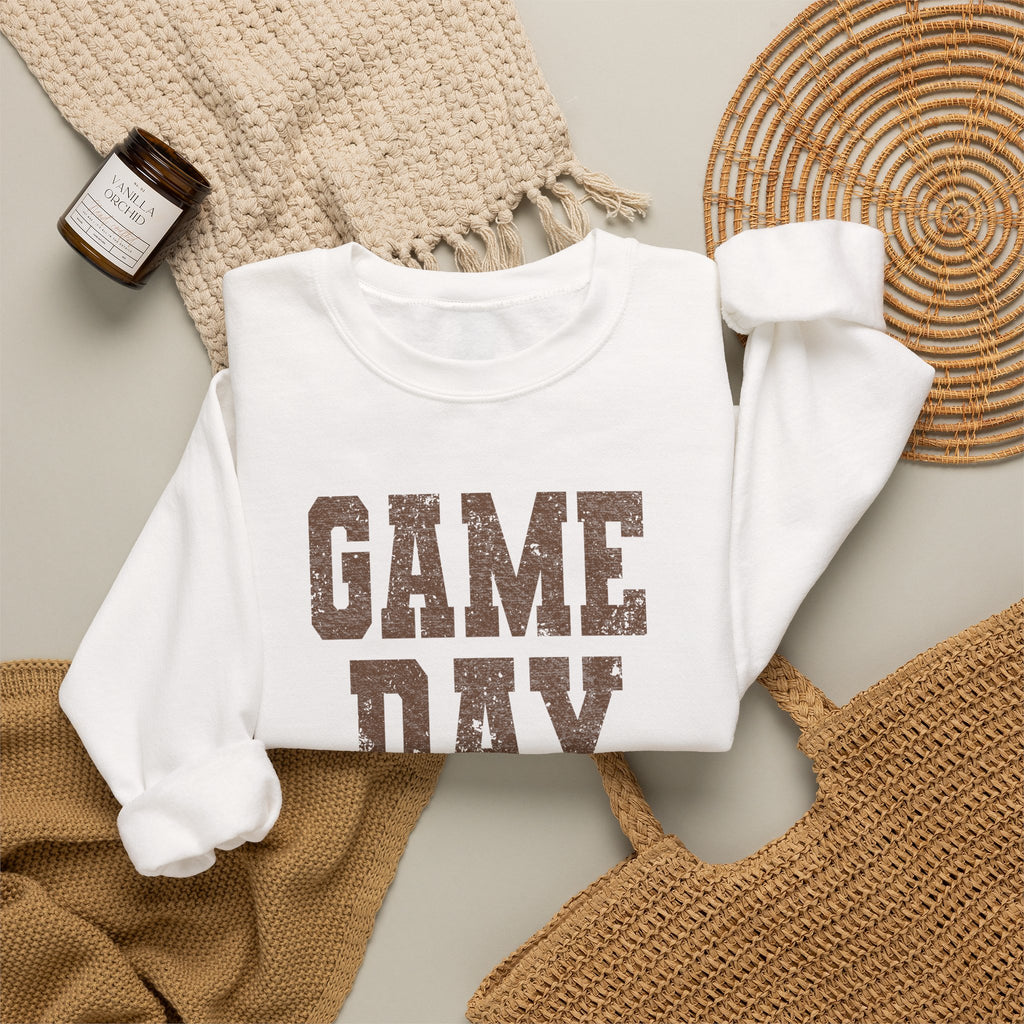 Game Day Crewneck Sweatshirt — Distressed Sports Fan Pullover