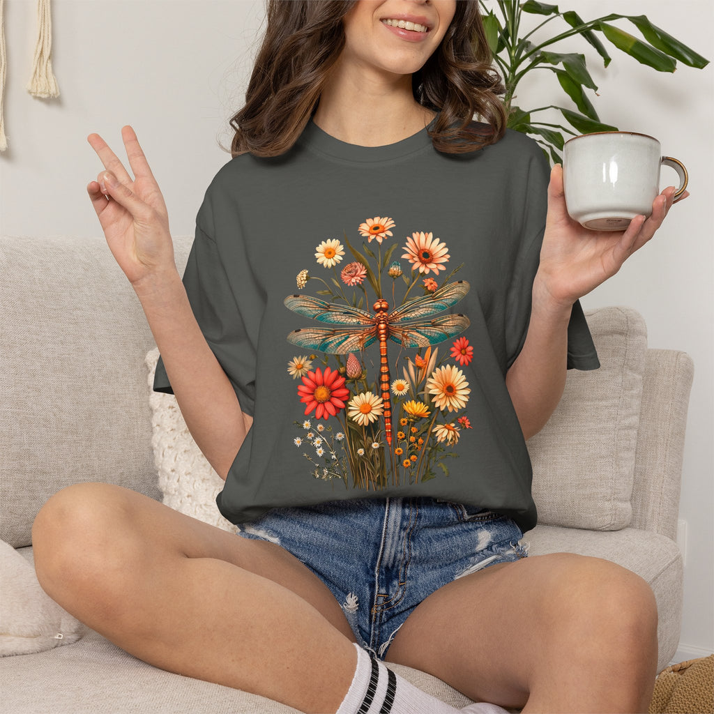Dragonfly & Wildflower Vintage Floral Nature Tee